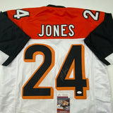 Autographed/Signed Adam Pacman Jones Cincinnati White Football Jersey JSA COA