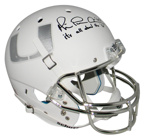 MICHAEL IRVIN SIGNED MIAMI HURRICANES MATTE WHITE FULL SIZE HELMET JSA W/ INSC