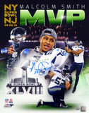 MALCOLM SMITH AUTOGRAPHED 16X20 PHOTO SEATTLE SEAHAWKS SUPER BOWL MCS HOLO 72384