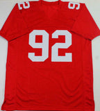 Michael Strahan Autographed Red Pro Style Jersey - Beckett W Auth *9