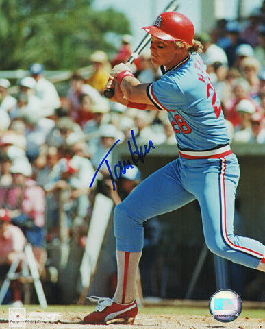 Tommy Herr Signed Cardinals Swinging 8x10 Photo - (SCHWARTZ COA)