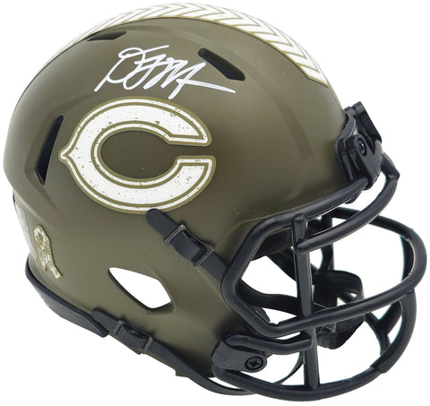 DJ MOORE AUTOGRAPHED BEARS GREEN SALUTE TO SERVICE MINI HELMET BECKETT 232859