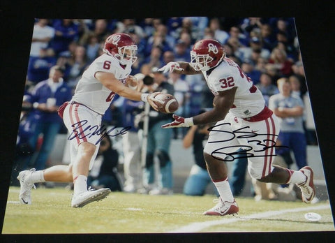 BAKER MAYFIELD & SAMAJE PERINE AUTOGRAPHED OKLAHOMA SOONERS 16x20 PHOTO JSA