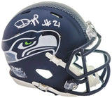 DEVON WITHERSPOON AUTOGRAPHED SEAHAWKS BLUE SPEED MINI HELMET MCS HOLO 216007