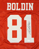 Anquan Boldin Autographed Red Pro Style Jersey- JSA W Auth