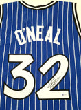 Shaquille O'Neal Autographed Orlando Magic Blue Custom Jersey Beckett Witnessed