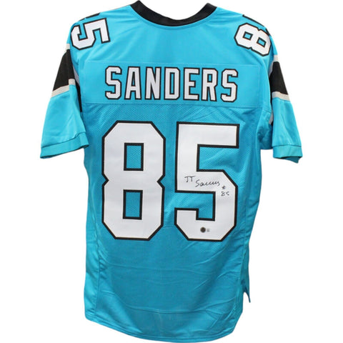 Ja'Tavion Sanders Autographed/Signed Pro Style Blue XL Jersey Beckett 48427