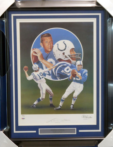 Johnny Unitas Autographed Signed Framed 25x32 Lithograph Colts PSA/DNA C21079