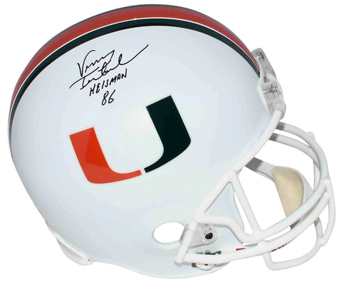 VINNY TESTAVERDE AUTOGRAPHED MIAMI HURRICANES FULL SIZE HELMET W/ HEISMAN 86