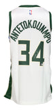 Giannis Greek Freak Antetokounmpo Signed White Bucks Nike Swingman Jersey BAS