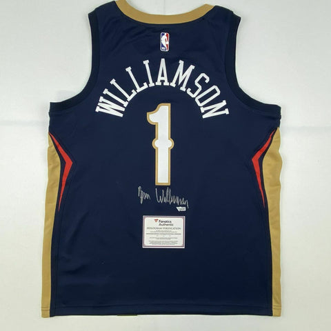 Autographed/Signed ZION WILLIAMSON Pelicans Blue Nike Jersey Fanatics COA Auto