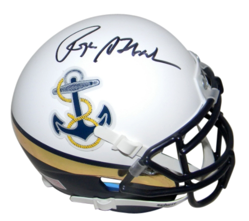 ROGER STAUBACH AUTOGRAPHED SIGNED NAVAL NAVY MIDSHIPMEN WHITE MINI HELMET JSA