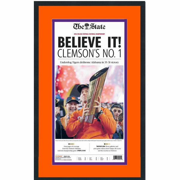 Framed The State Clemson 2016 NCAA Champions Newspaper 17x27 Cover Photo V1