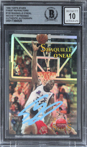 Magic Shaquille O'Neal Signed 1996 Topps Stars FR #132 Card Auto 10 BAS Slab