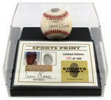 Ernie Banks Signed Chicago Cubs ONL Baseball & Display Case with Thumbprint COA