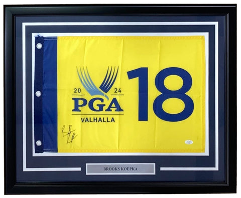 Brooks Koepka Signed Framed 2024 PGA Championship Golf Flag JSA