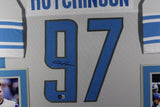 AIDEN HUTCHINSON (Lions white SKYLINE) Signed Autographed Framed Jersey Beckett