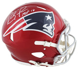 Patriots Randy Moss "HOF 18" Signed Flash Full Size Speed Proline Helmet BAS Wit