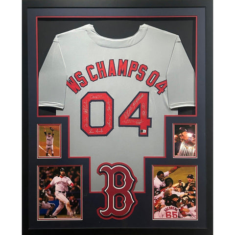 2004 Red Sox Autographed Signed Framed by 11 Boston Jersey BECKETT