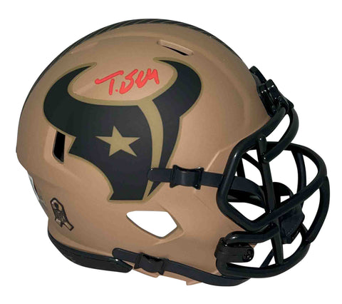 TANK DELL AUTOGRAPHED HOUSTON TEXANS SALUTE TO SERVICE II MINI HELMET BECKETT