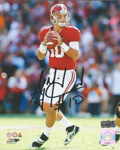 AJ McCarron Autographed/Signed Alabama Crimson Tide 16x20 NCAA Photo Drop Back