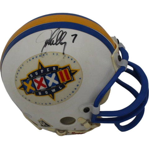 John Elway Signed Denver Broncos SB XXXII Replica Mini Helmet As Is BAS 44725