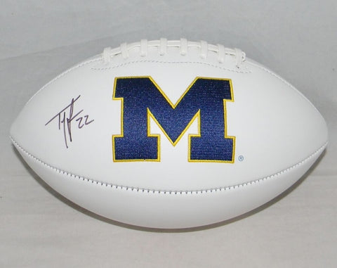 TY LAW AUTOGRAPHED SIGNED MICHIGAN WOLVERINES WHITE LOGO FOOTBALL JSA