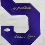 Framed Autographed/Signed YA Y.A. Tittle 33x42 LSU White Jersey JSA COA