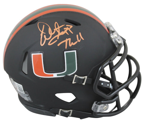 Miami Warren Sapp "The U" Signed 2017 Nights Alt Black Speed Mini Helmet BAS Wit