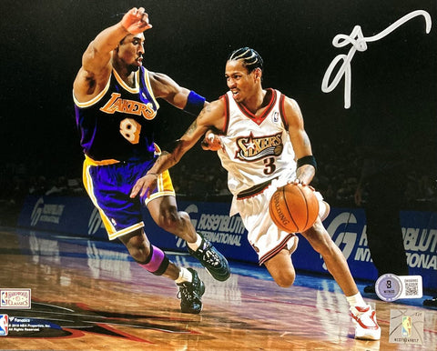 Allen Iverson Signed 8x10 Philadelphia 76ers Photo vs Kobe Bryant BAS ITP