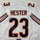 Autographed/Signed Devin Hester Chicago White Football Jersey JSA COA