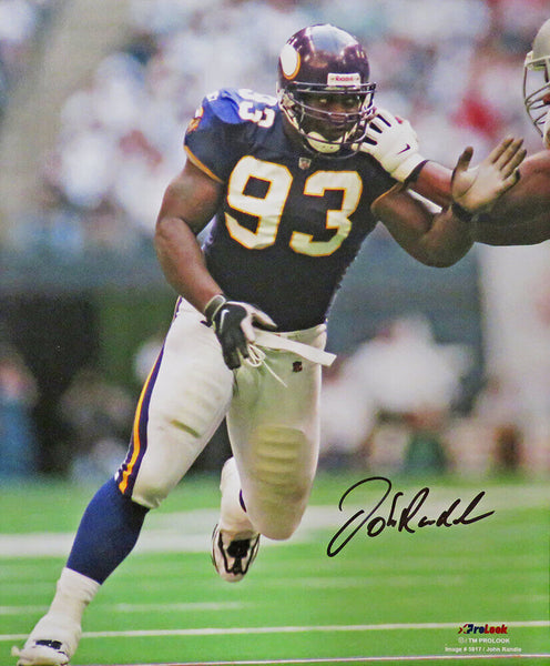 John Randle Signed Minnesota Vikings Purple Jersey Action 16x20 Photo - (SS COA)