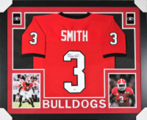 Roquan Smith Signed Georgia Bulldogs 35x43 Custom Framed Jersey Beckett Hologram