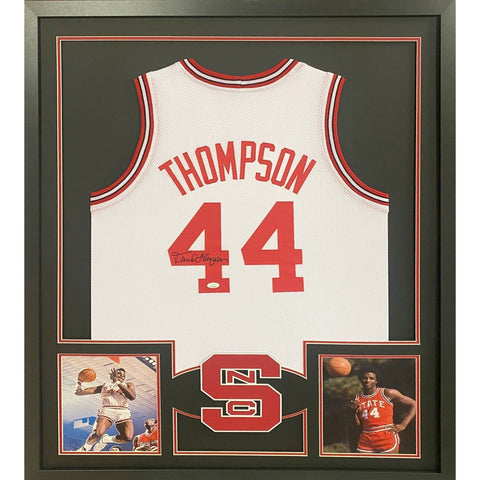 David Thompson Autographed Signed Framed N.C. State NC Jersey JSA