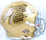 Rudy Ruettiger Signed Notre Dame Riddell F/S Speed Auth Helmet w/Story-Beckett W