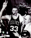 LARRY BIRD AUTOGRAPHED 8X10 PHOTO BOSTON CELTICS WITH RED AUERBACH JSA 230034