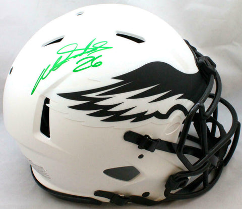 Miles Sanders Autographed Eagles F/S Lunar Authentic Speed Helmet- JSA W *Green