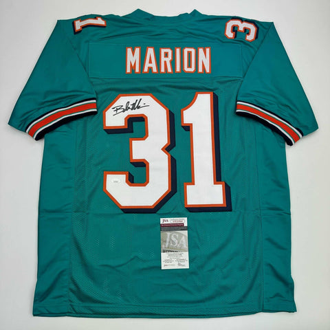 Autographed/Signed Brock Marion Miami Teal Football Jersey JSA COA