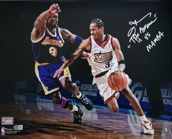 Allen Iverson vs Kobe Signed 76ers Spotlight 16x20 Photo W/ The Answer vs Mamba