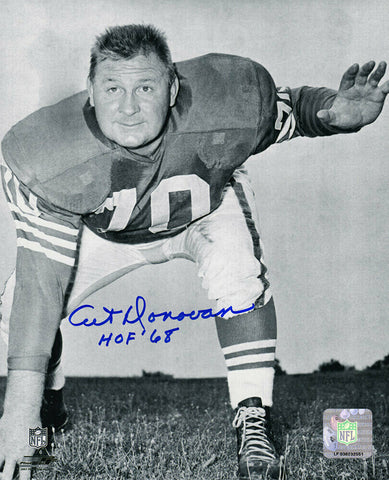 Art Donovan Signed Colts B&W 3-Pt Stance Pose 8x10 Photo w/HOF'68 (SCHWARTZ COA)