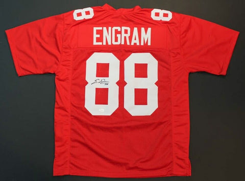 Evan Engram Signed Red Giants Jersey (JSA) New York 1st Rd Pick 2017 Draft T.E.