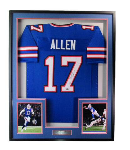 Josh Allen Signed Football Jersey Buffalo Bills Framed Beckett 193312