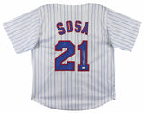 Sammy Sosa Authentic Signed White Pinstripe Pro Style Jersey Autographed JSA