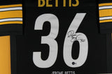 JEROME BETTIS (Steelers black STAT TOWER) Signed Autograph Framed Jersey Beckett