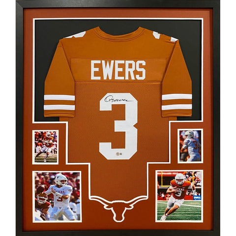 Quinn Ewers Autographed Signed Framed Texas Jersey BECKETT