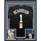 FRAMED Autographed/Signed BOBBY RICHARDSON 33x42 New York Blue Jersey JSA COA