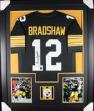 TERRY BRADSHAW (Steelers black TOWER) Signed Autographed Framed Jersey JSA