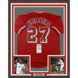 FRAMED Autographed/Signed VLADIMIR VLAD GUERRERO 33x42 LA Red Jersey JSA COA