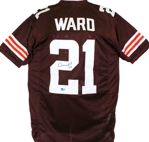 Denzel Ward Autographed Brown Pro Style Jersey-Beckett W Hologram *Black