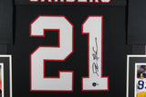 DEION SANDERS (Falcons black SKYLINE) Signed Autographed Framed Jersey Beckett